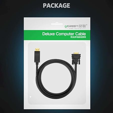10247-UGREEN DP Male to VGA Male Cable 1.5m (Black)