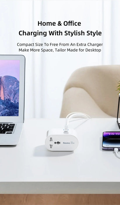 Huntkey Charge Pub Smart A35 Gan Charger cum Power Dock Huntkey