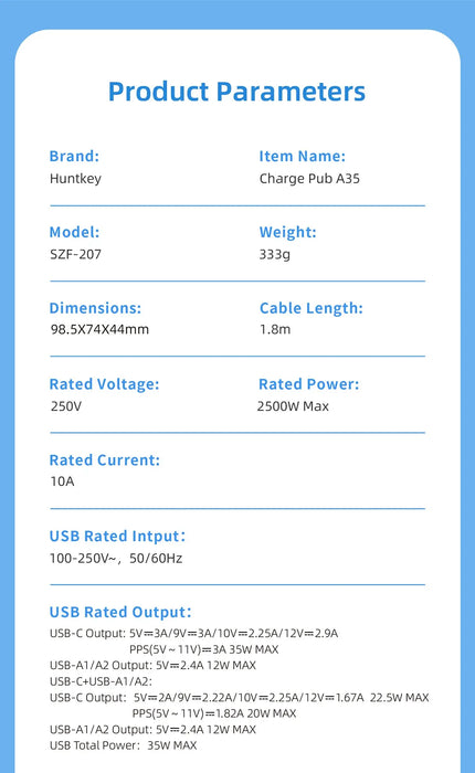 Huntkey Charge Pub Smart A35 Gan Charger cum Power Dock Huntkey