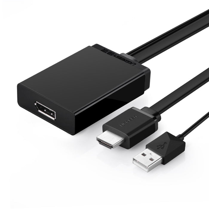 UGREEN 40238 HDMI(Male)+USB(Male) To DisplayPort(Female) Converter 4K*2k UHD 0.5m(Black)