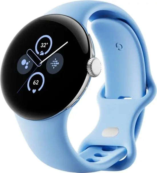 Google Pixel Watch 2 Android Smartwatch With Activity And Heart Rate Tracking - Polished Silver Stainless Steel Case With Bay Active Band Google