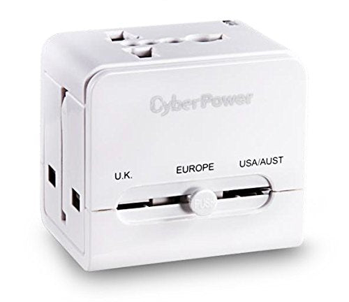 CyberPower (TR01WSUA0-UN-W) Smart Travel Adapter with USB Port (White)
