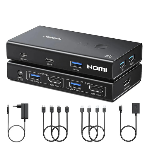 UGREEN HDMI KVM Switch 4K 60Hz USB A C 3.0 2 Input 1 Output PS5 PS4 Xbox Laptop Keyboard Mouse Desktop Controller (45452) Ugreen