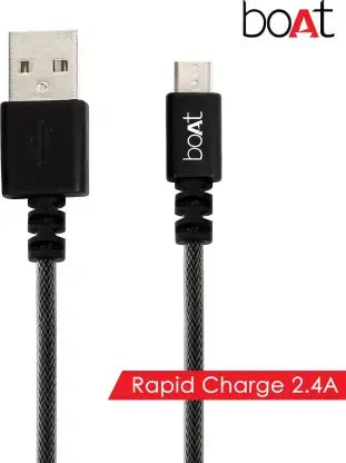 Boat USB 500 Micro USB 2.4A Cable For MobilesTablet & Smartphones,1.5m-Black BOAT
