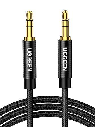 UGREEN 50361 Nylon Braided 3.5MM Aux Stereo Jack Audio Male to Male Cable(1m/Black)