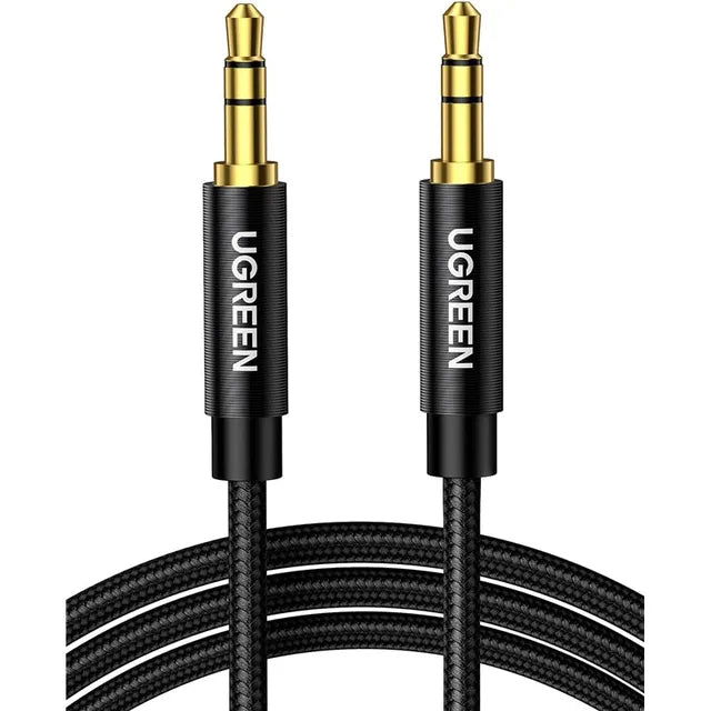 UGREEN 50363 3.5mm Male To Male Stereo Auxiliary Audio Cable Gold-Plated Metal Case Braided Cable (2m)