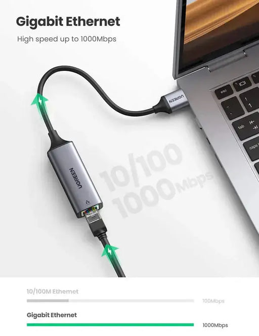 UGREEN USB Ethernet Adapter Aluminum USB 3.0 Gigabit RJ45 LAN 1000Mbps Nintendo Switch MacBook iMac XPS Surface Grey (50922) Ugreen