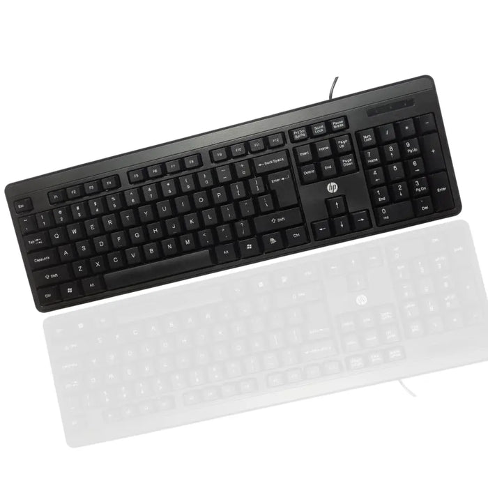 HP K100 Wired Full-Size Keyboard, Instant USB Plug-and-Play, 12 Shortcut Keys, Adjustable Height HP