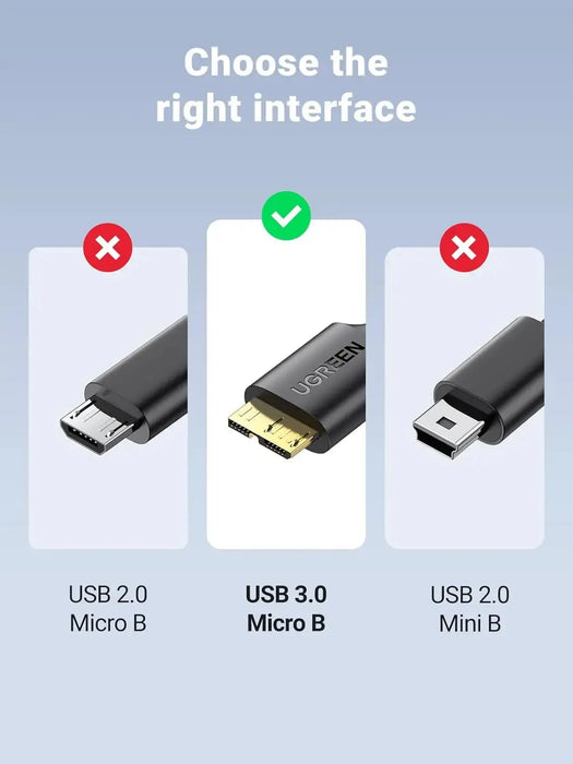 UGREEN USB 3.0 Micro B Cable 0.5M 5Gbps Gold Plated External Hard Drive Galaxy S5 Note 3 Camera (10840) Ugreen