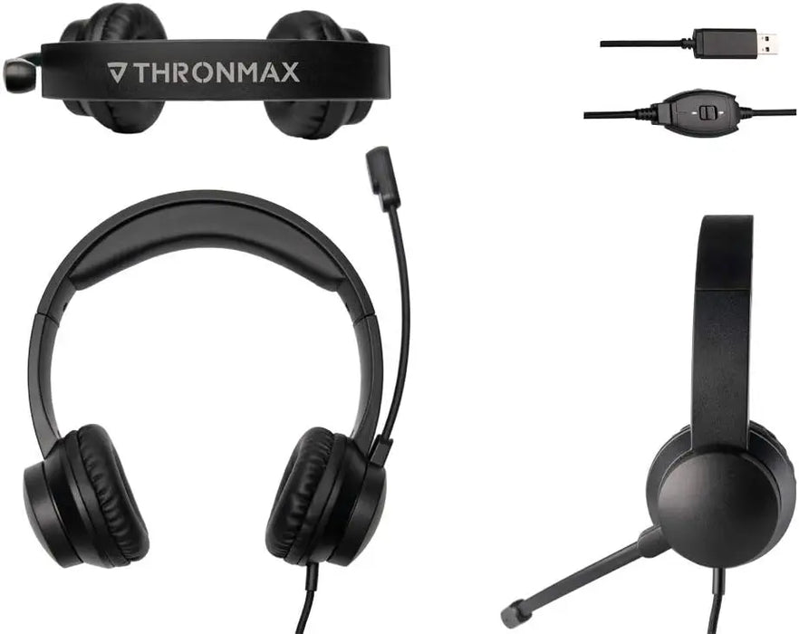 Thronmax USB Stereo Headset with Built-In Microphone and Adjustable Headband (THX20) Thronmax