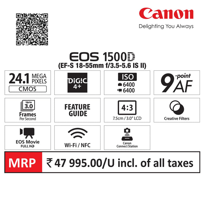 Canon EOS 1500D Kit (EF S18-55 IS II & EF S55-250 IS II)