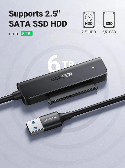 UGREEN SATA to USB 3.0 Adapter Cable 1.5ft 2.5 SSD HDD External Hard Drive Converter Data Transfer Backup 70609 Ugreen