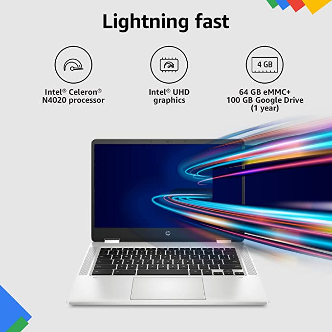 HP Chromebook X360 Intel Celeron N4020 14"FHD Touchscreen Laptop(4GB/64GB eMMC/Chrome OS/Intel UHD Graphics/silver),14a-ca0506TU