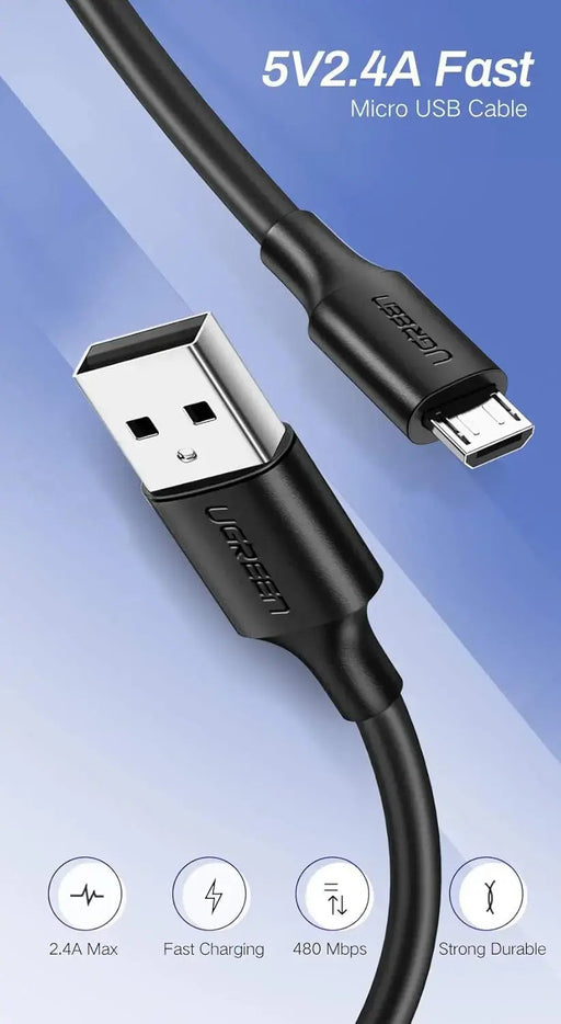 UGREEN 2M USB-A to Micro USB Cable USB 2.0 Data Sync Charging Cord Nickel Plated Android PS4 Controller Camera 60138 Ugreen