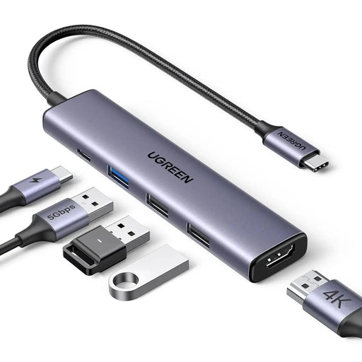 UGREEN Revodok USB C Hub HDMI 4K PD 100W 5-in-1 USB C to USB 3.0 Adapter iPhone 15 MacBook Pro Air XPS Surface iPad (15495) Ugreen