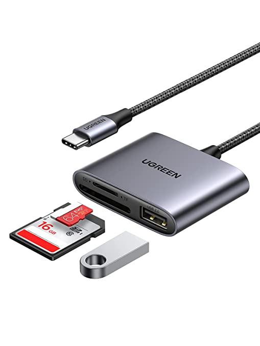 UGREEN 80798 USB C To SD Card Reader 3 In 1 Micro SD Memory Card Reader Adapter 2TB For Camera,MacBook Pro/Air/iPad etc.
