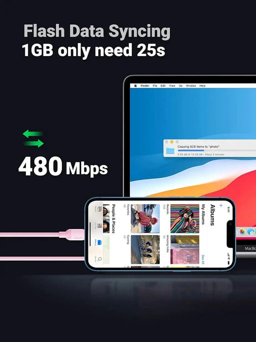 UGREEN 1M USB-C to Lightning Cable MFi Certified PD Fast Charging Data Sync iPhone 15 14 13 12 iPad AirPods 60625 Ugreen