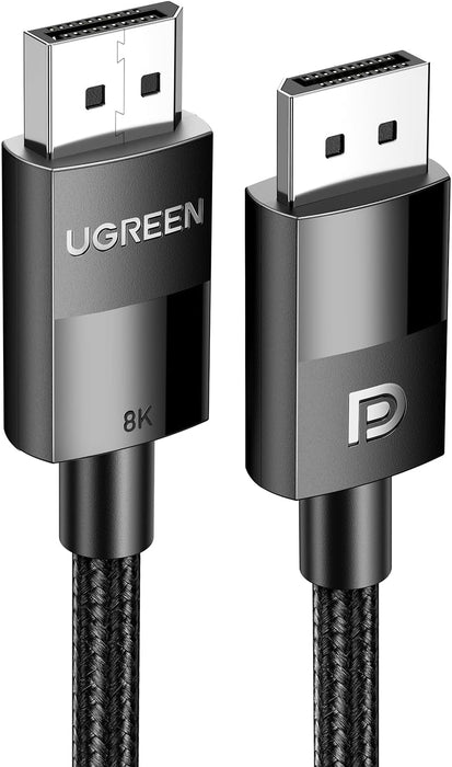 UGREEN 80393 Displayport 1.4 Cable, 8k DP to DP Nylon Braided  Cable, 8K@60Hz 4K@144Hz and 1080P@240Hz Support 32.4Gbps, 10ft