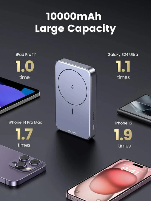 UGREEN 10000mAh Magnetic MagSafe Power Bank 3 Port Wireless Portable Charger PD 20W Foldable Stand iPhone 16 15 14 (15086) Ugreen
