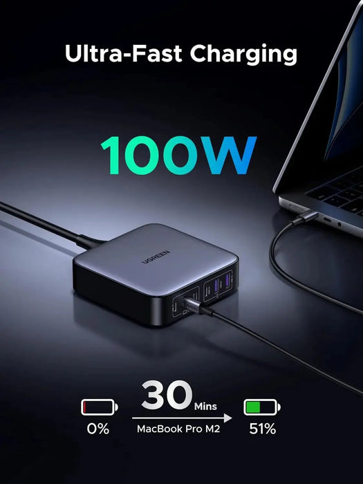 UGREEN Nexode 200W 6-Port GaN II USB-C PD Fast Charger Desktop Station 4 USB-C 2 USB-A MacBook iPad iPhone Galaxy (40914) Ugreen