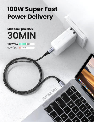 UGREEN 70427 USB Type C To C 100W Power Delivery PD Charging Cord for MacBook Pro, Samsung Note 10 (3FT)