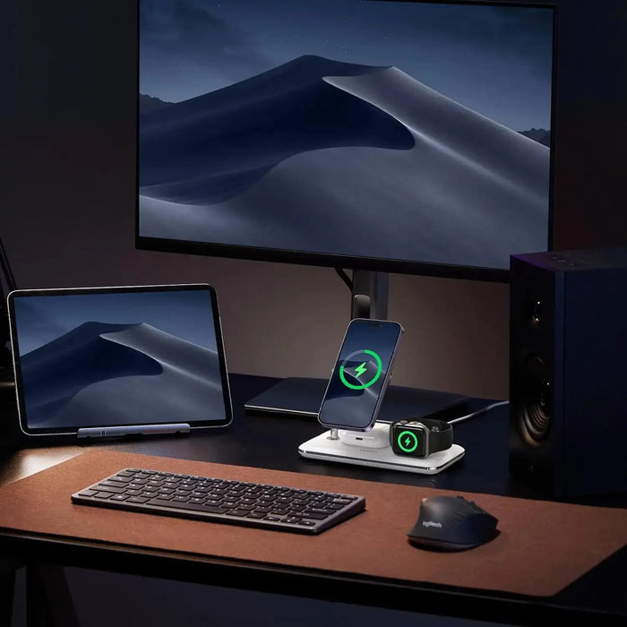 UGREEN 3-in-1 MagSafe Wireless Charging Station 25W Fast Magnetic Charger iPhone 15/14/13/12 AirPods Apple Watch Foldable White 90326 Ugreen