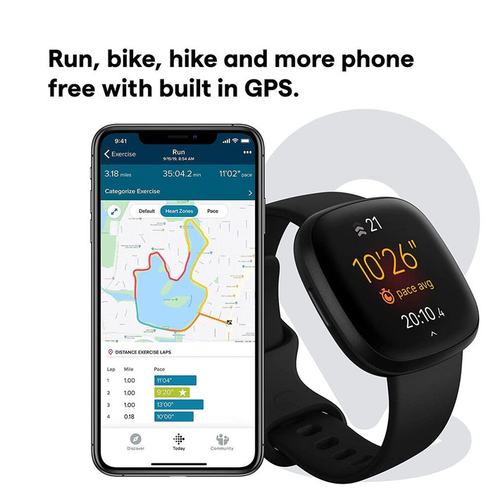Fitbit Versa 3 Health & Fitness Smartwatch With GPS, 24/7 Heart Rate, Alexa Built-In(Black) FB511BKBK
