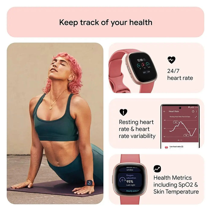 Fitbit Versa 4 Fitness Watch (Pink Sand / Copper Rose Aluminum) FB523RGRW-FRCJK Fitbit