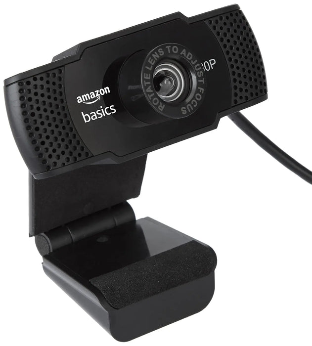 Amazon Basics Manual Focus Full HD 1080P 2.1 Megapixel 30 FPS Web Camera with Built-in Mic for PC/Mac/Laptop Video Calling (Open Box/Renewed) Amazon Basics