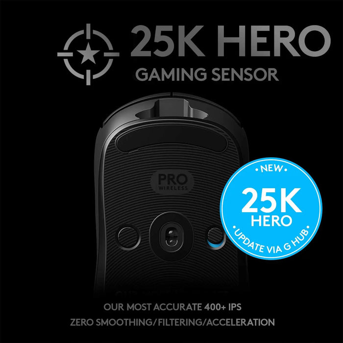 Logitech G PRO Wireless Gaming Mouse Hero 25K Sensor 25600 DPI RGB Powerplay Compatible For Esports PC Mac-Black(Open Box/Renewed) Logitech
