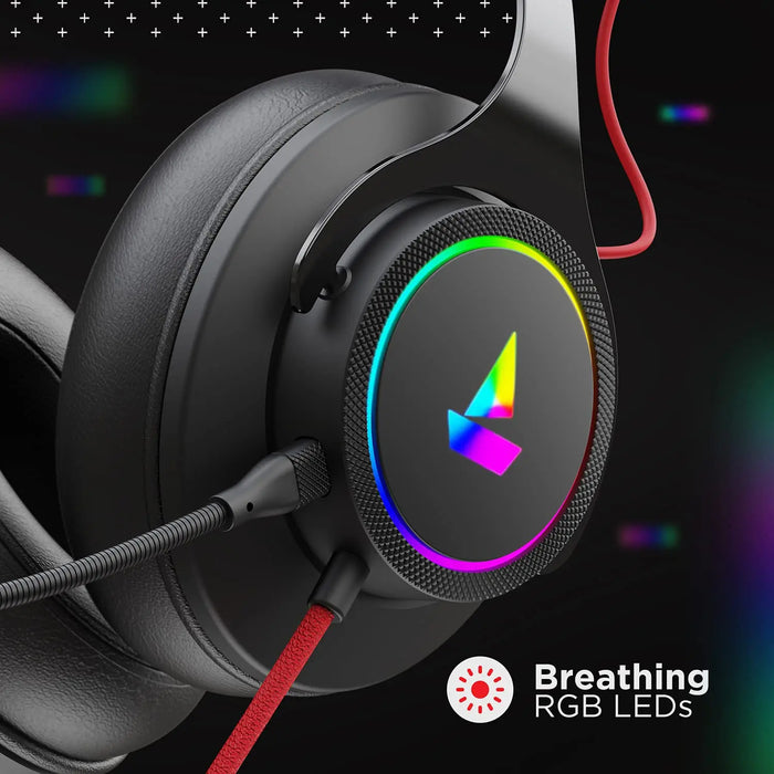 boAt Immortal IM1000D Dual Channel 7.1 Dolby Atmos Gaming RGB Wired Over Ear Headphones With Mic-Black Sabre(Open Box) BOAT
