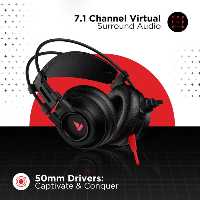 boAt Immortal IM200 7.1 Wired Over Ear Gaming RGB USB Headphones With Mic-Active Black(Open Box) BOAT