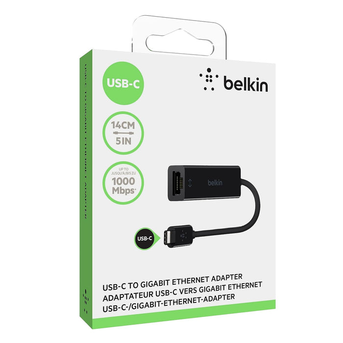 Belkin Type-C to RJ45 Gigabit Ethernet Network Adapter- Black