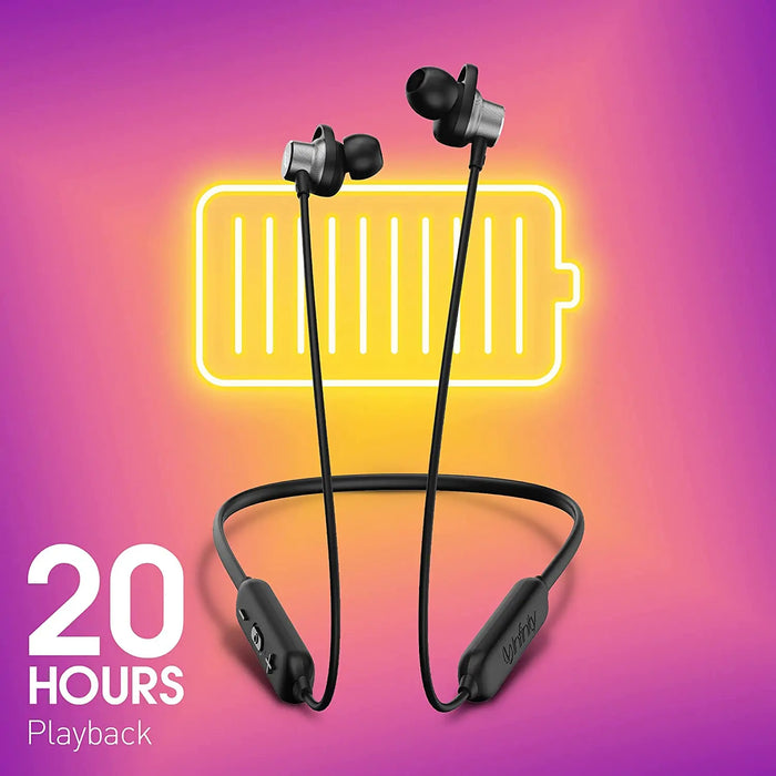 Infinity Glide N200, In Ear Wireless Earphones With Mic(Fast Charging, Deep Bass, Dual Equalizer,B5.0,IPX5,Premium Metal)Black Infinity