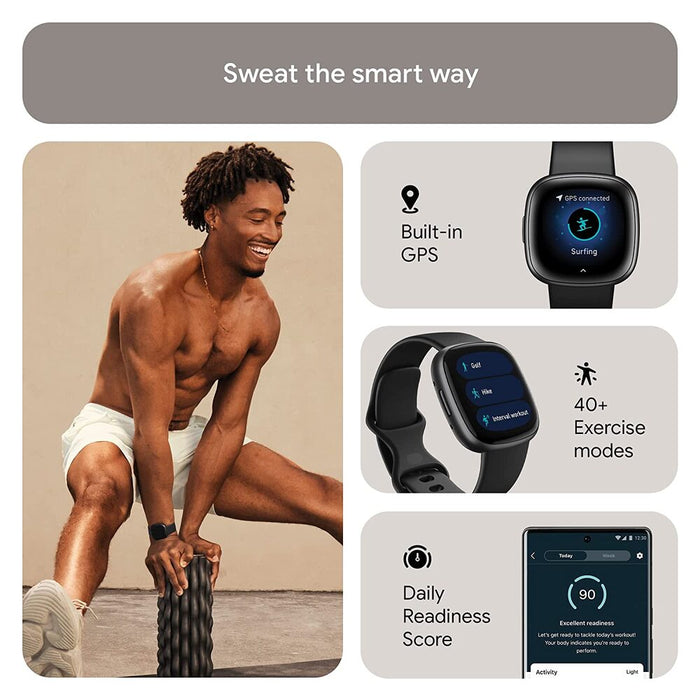 Fitbit Versa 4 Fitness Watch (Black / Graphite Aluminum) FB523BKBK-FRCJK