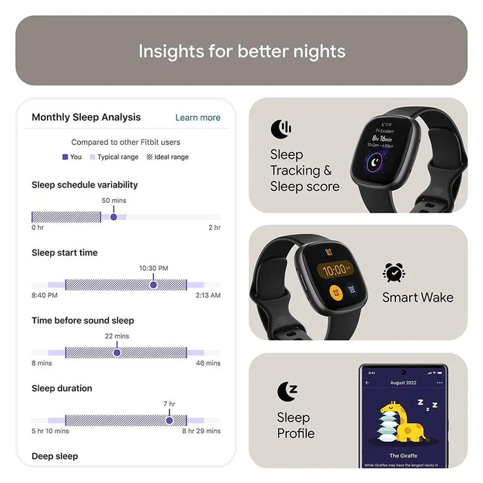 Fitbit Versa 4 Fitness Watch (Black / Graphite Aluminum) FB523BKBK-FRCJK Fitbit