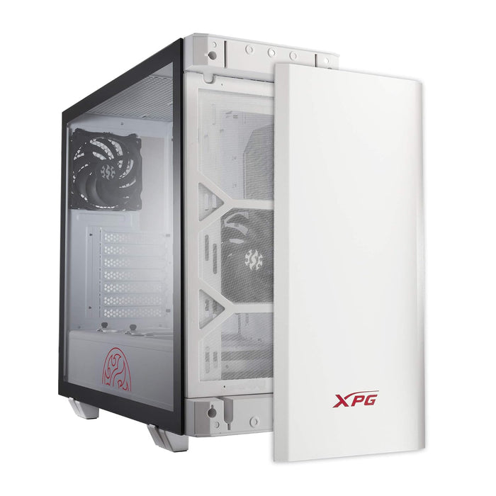 XPG Invader Mid-Tower Brushed Aluminum PC Case, 2X 120mm Fans, Front ARGB Downlight with Controller-White