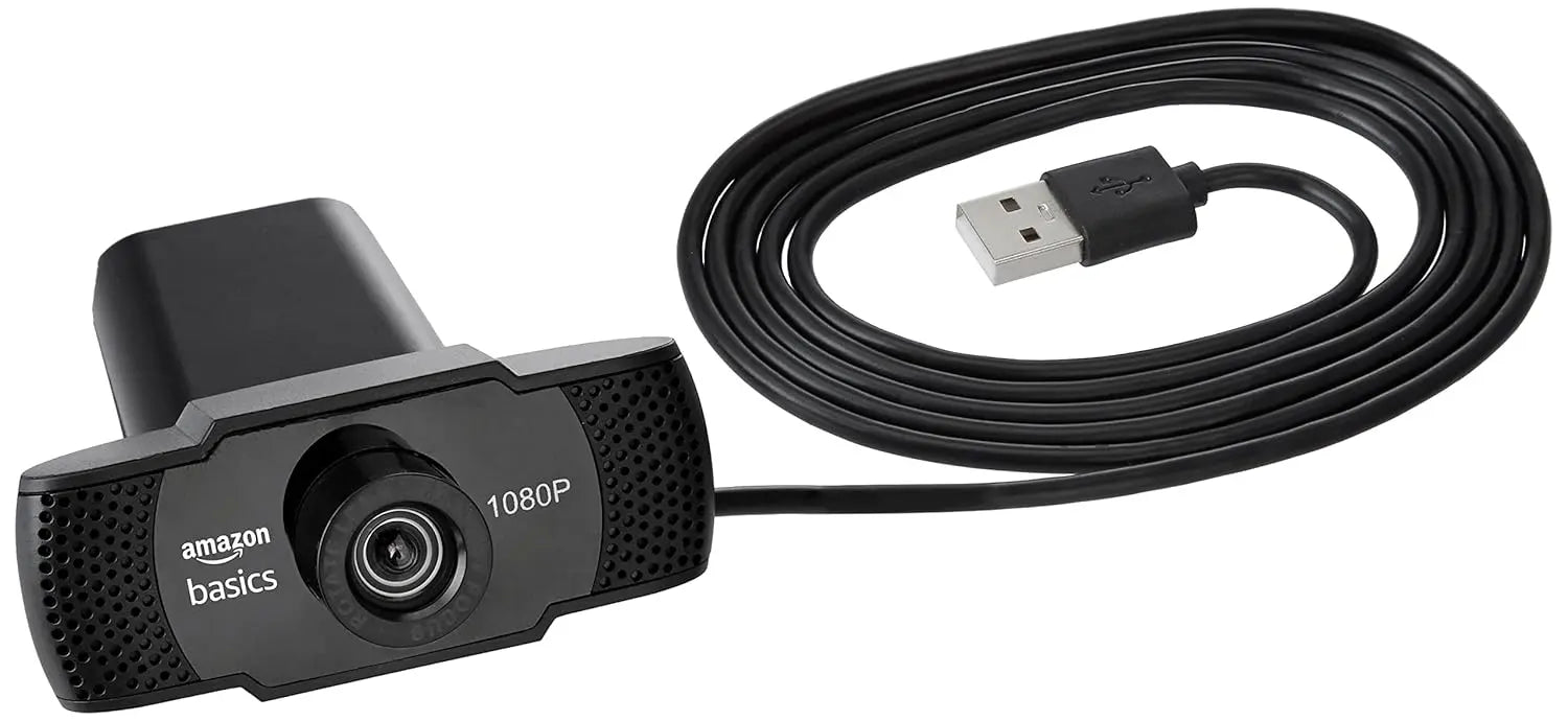 Amazon Basics Manual Focus Full HD 1080P 2.1 Megapixel 30 FPS Web Camera with Built-in Mic for PC/Mac/Laptop Video Calling (Open Box/Renewed) Amazon Basics
