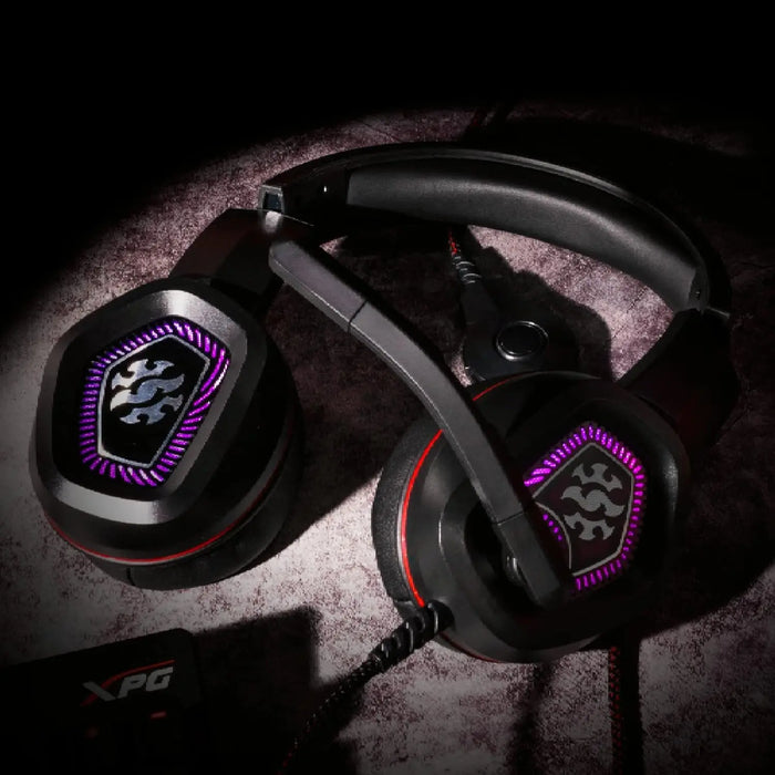 XPG EMIX H20 Wired Virtual 7.1 Surround Sound 50mm Drivers RGB Gaming Headset with Adjustable Microphone XPG