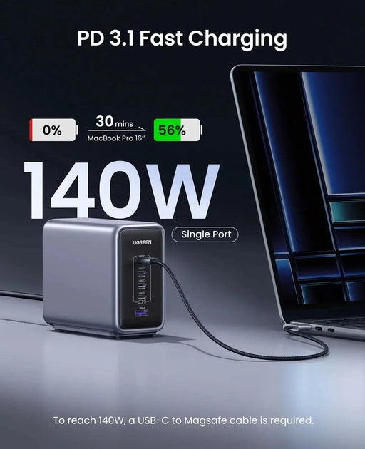 UGREEN Nexode 300W USB-C GaN Charger 5-Port Desktop Station 4 USB-C 1 USB-A MacBook Pro iPhone 15 iPad Steam Deck 90903B Ugreen