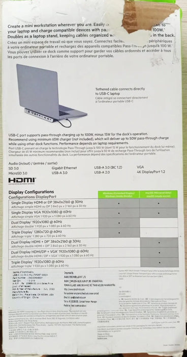 Belkin USB C Hub,11-In-1 Multiport Dock With 4K HDMI/DP/VGA/USB-C/100W PD/3 USB A/Ethernet/SD/3.5mm Ports(Open Box/Renewed) Belkin