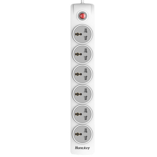 Huntkey Szn601 6 Outlets Universal Power Strip 2m Surge Protector (White)