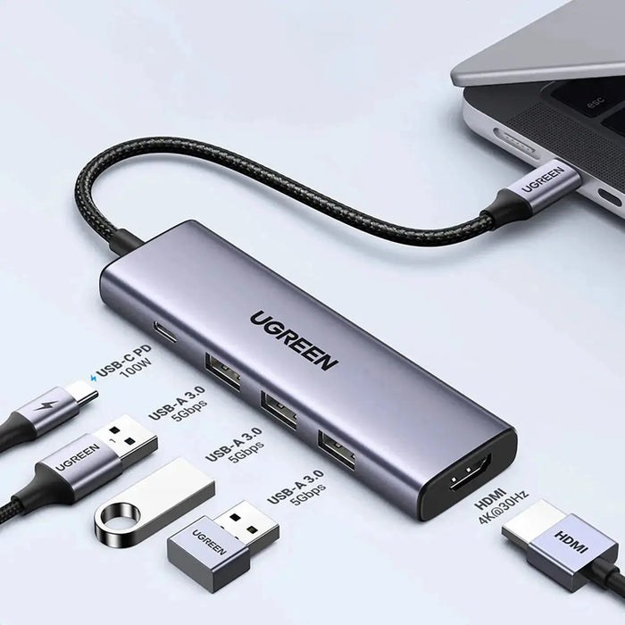 UGREEN 5-in-1 USB-C Multiport Dock 4K@60Hz HDMI 100W Power Delivery 3x USB-A 3.0 MacBook Pro iPad Pro Surface XPS ThinkPad 15597 Ugreen