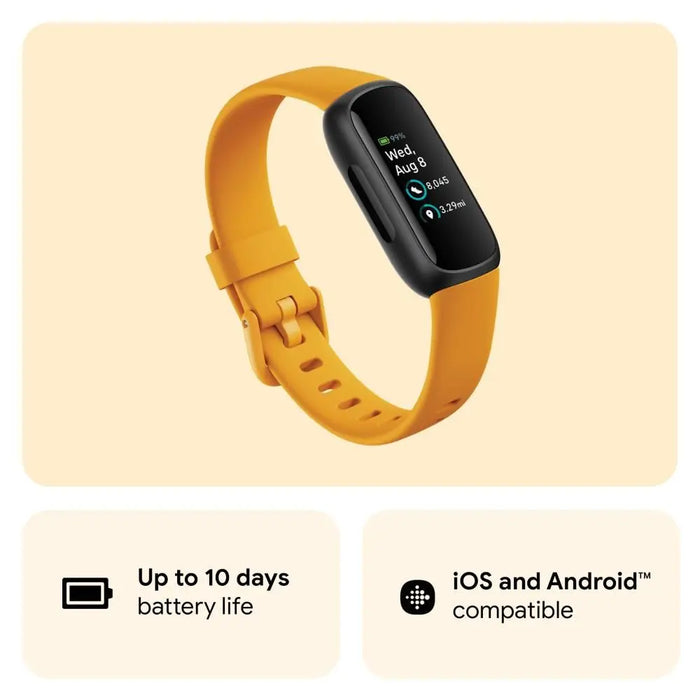 Fitbit Inspire 3 Health & Fitness Tracker(Morning Glow / Black) With 6M Premium FB424BKYW-FRCJK Fitbit