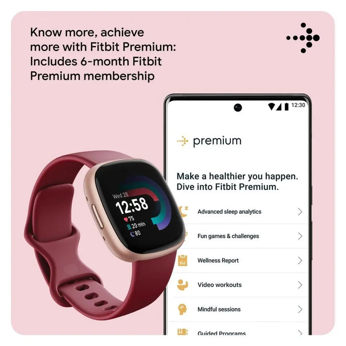 Fitbit Versa 4 Fitness Watch (Beet Juice / Copper Rose Aluminum) FB523RGRD-FRCJK Fitbit