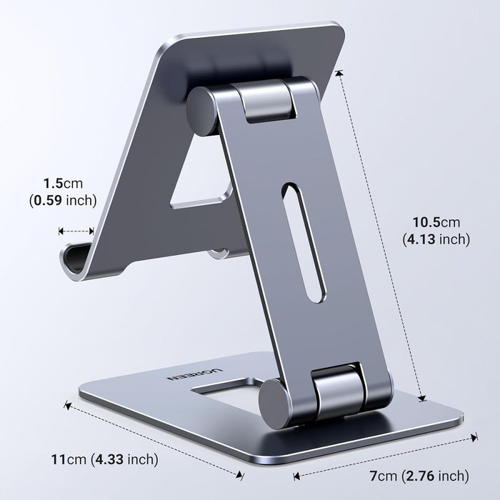 UGREEN Cell Phone Stand Fully Adjustable Foldable Desktop Aluminum Smartphone Stand Compatible with iPhone 15 14 13 12 Pro Max 11 XS Max XR X 8 Plus etc. (15608)