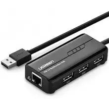 UGREEN USB Ethernet Adapter 100Mbps RJ45 Network 3-Port USB 2.0 Hub Laptop MacBook Windows Linux Switch Wired Internet 20264 Ugreen