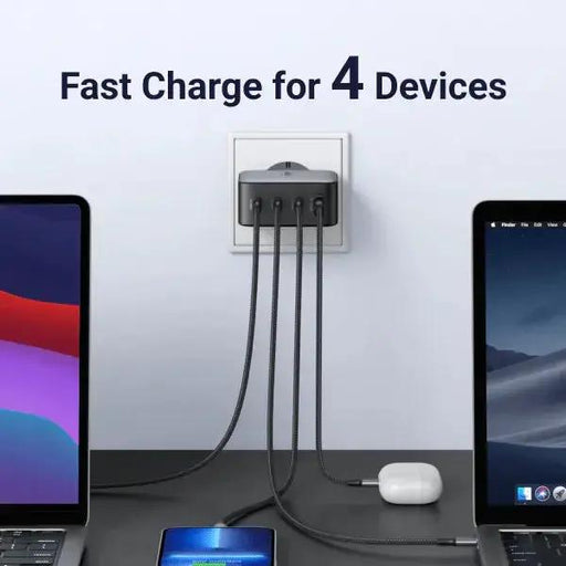 UGREEN 100W 4-Port 3C1A GaN Fast PD Charger Laptop Tablet Phone Desktop USB-C Wall Charger Multi Device Charging (40747) Ugreen