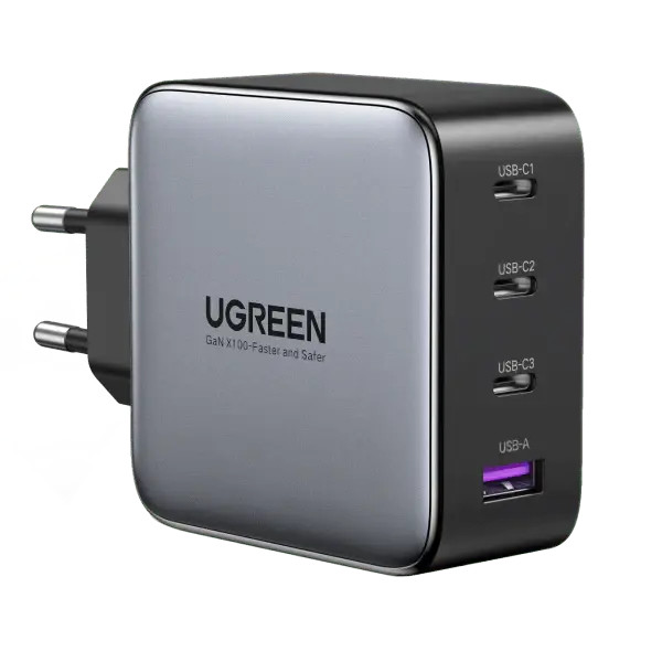 UGREEN 100W 4-Port 3C1A GaN Fast PD Charger Laptop Tablet Phone Desktop USB-C Wall Charger Multi Device Charging (40747) Ugreen