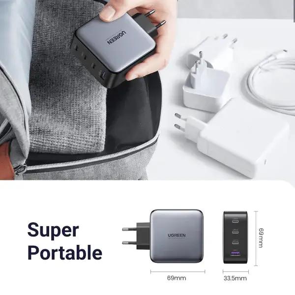 UGREEN 100W 4-Port 3C1A GaN Fast PD Charger Laptop Tablet Phone Desktop USB-C Wall Charger Multi Device Charging (40747) Ugreen